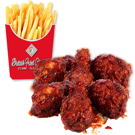 6 BBQ Hot Wings and Fries